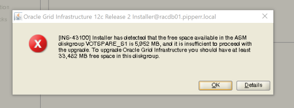  Bug 12c R2 - Upgarde Vot Disk to small