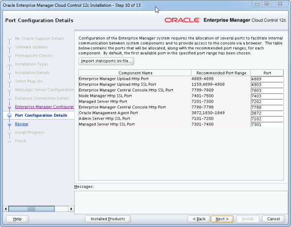Installation Oracle Cloud Control 12c Schritt 10