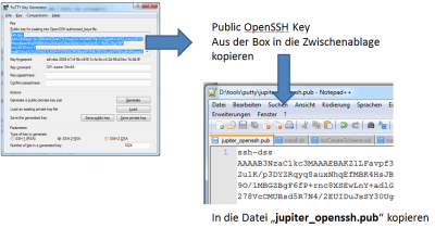  Open SSH Key aus PuTTYgen  Box kopieren und speichern