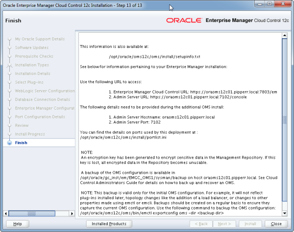Installation Oracle Cloud Control 12c Schritt 13