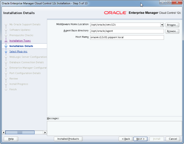 Installation Oracle Cloud Control 12c Schritt 5