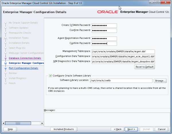 Installation Oracle Cloud Control 12c Schritt 9