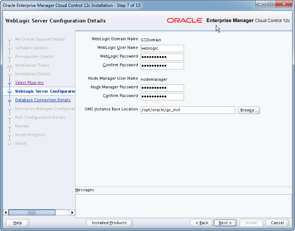 Installation Oracle Cloud Control 12c Schritt 7