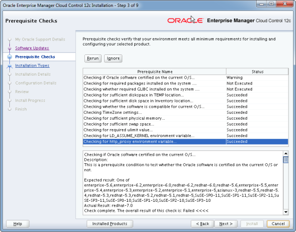 Installation Oracle Cloud Control 12c Schritt 3
