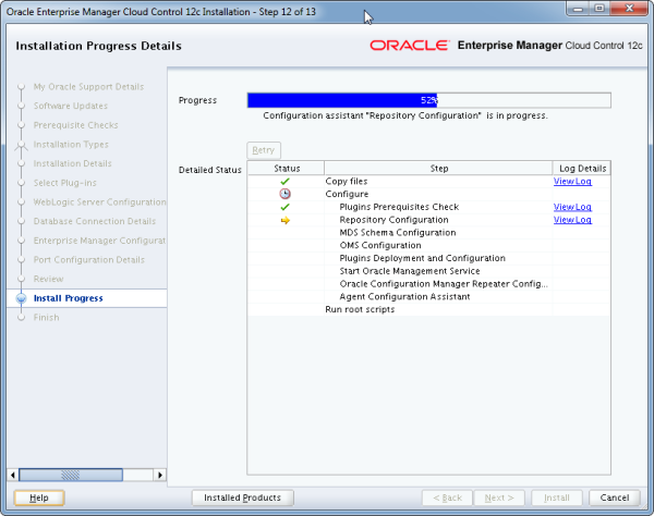 Installation Oracle Cloud Control 12c Schritt 12