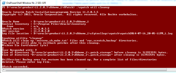 Oracle Opatch util cleanup