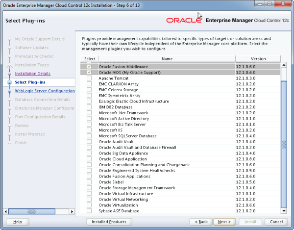 Installation Oracle Cloud Control 12c Schritt 6