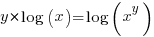 y*log(x)=log(x^y)